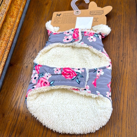 New Pink and grey Dog Jacket with floral Design. Size XS. - Picture 5 of 11